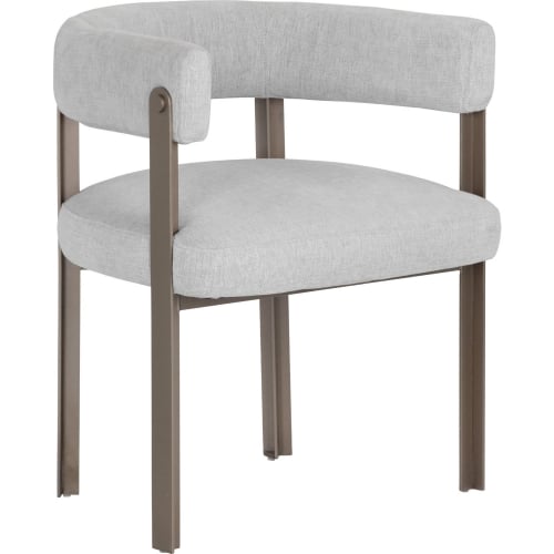 Sheila Dining Arm Chair in Marble Grey Fabric & Champagne Steel